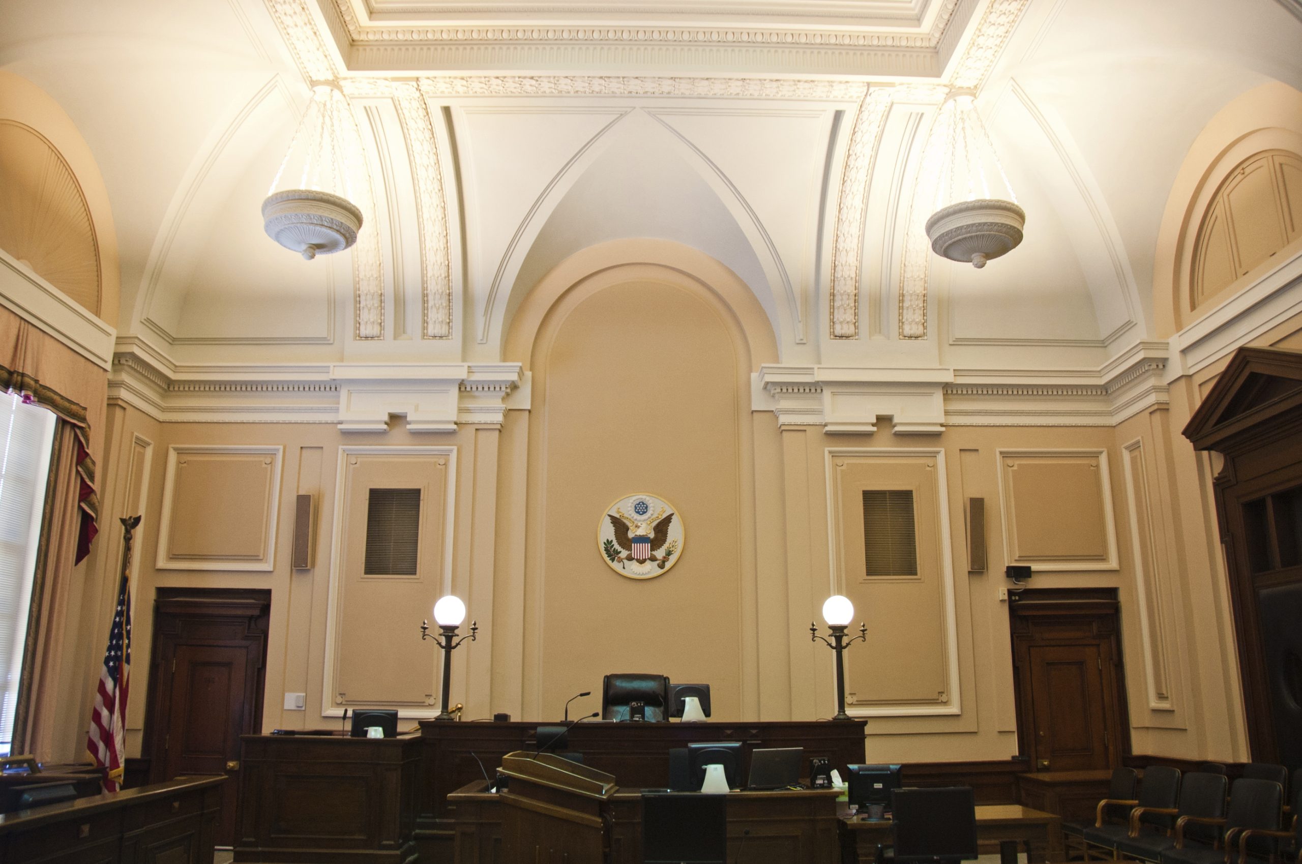 Interior view of a courtroom